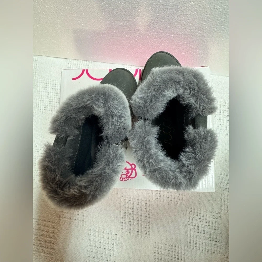 Sugar Girl Charcoal Fur-Trimmed ankle Boots